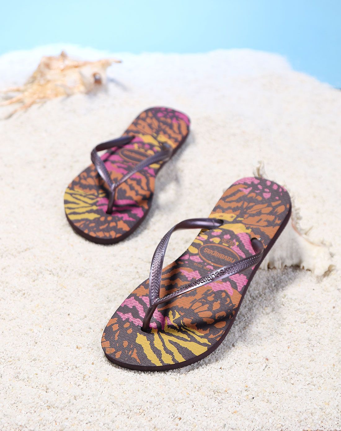 巴西进口女款深紫色休闲人字拖