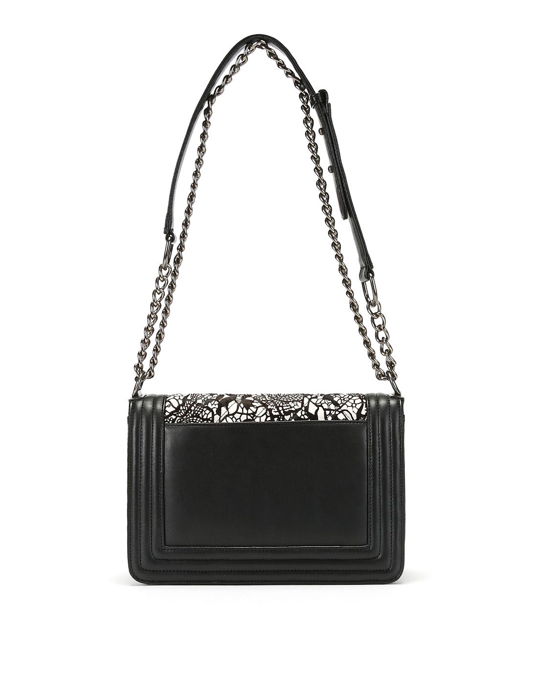 西村名物经典款时尚蕾丝马毛女链条包黑色