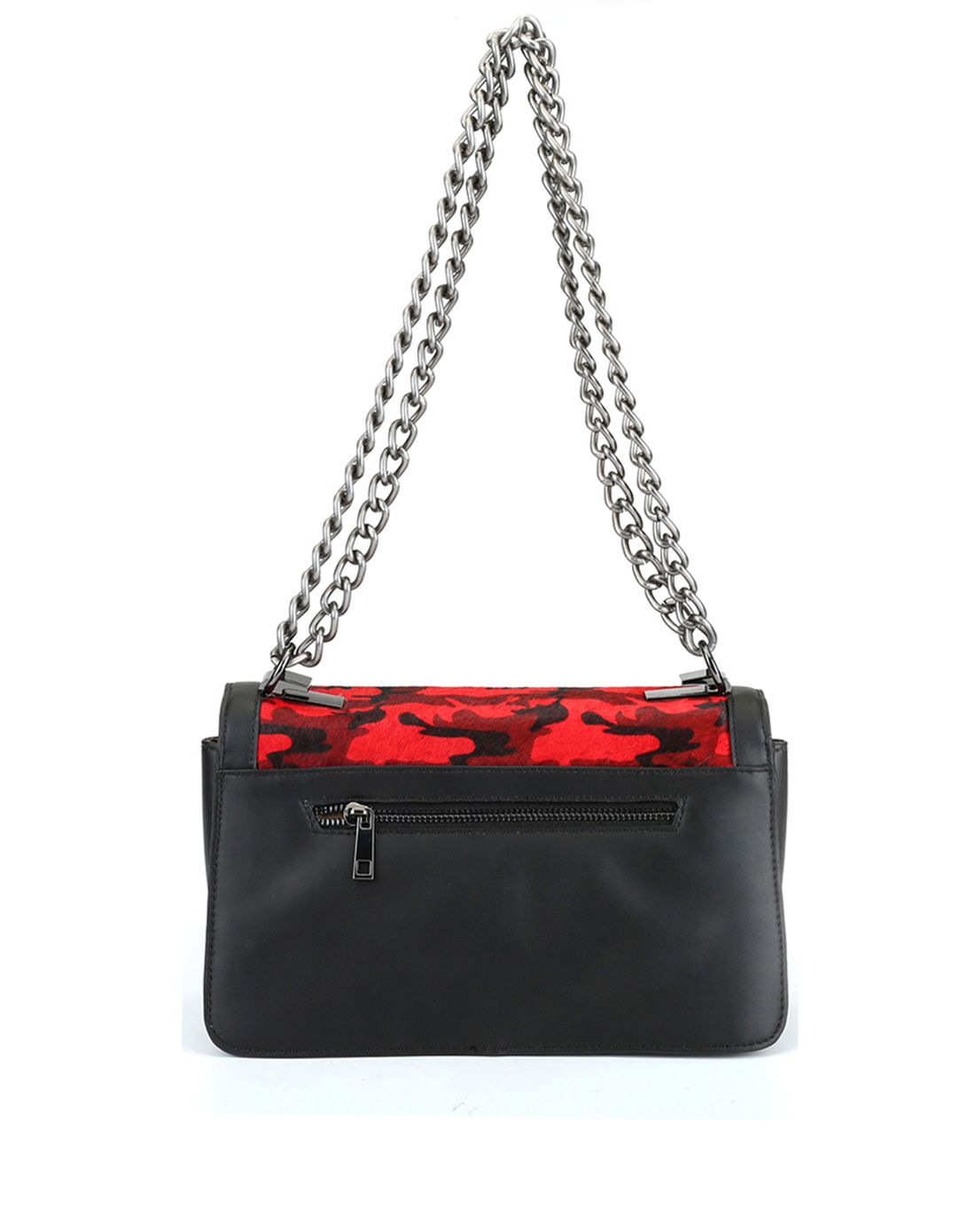 西村名物经典款时尚蕾丝马毛女链条包蓝色