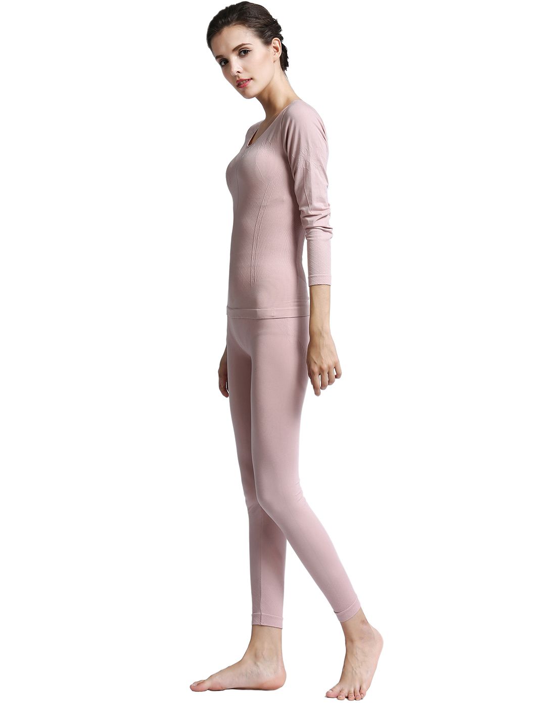 女式裸色木代尔锦纶塑身无痕内衣套装