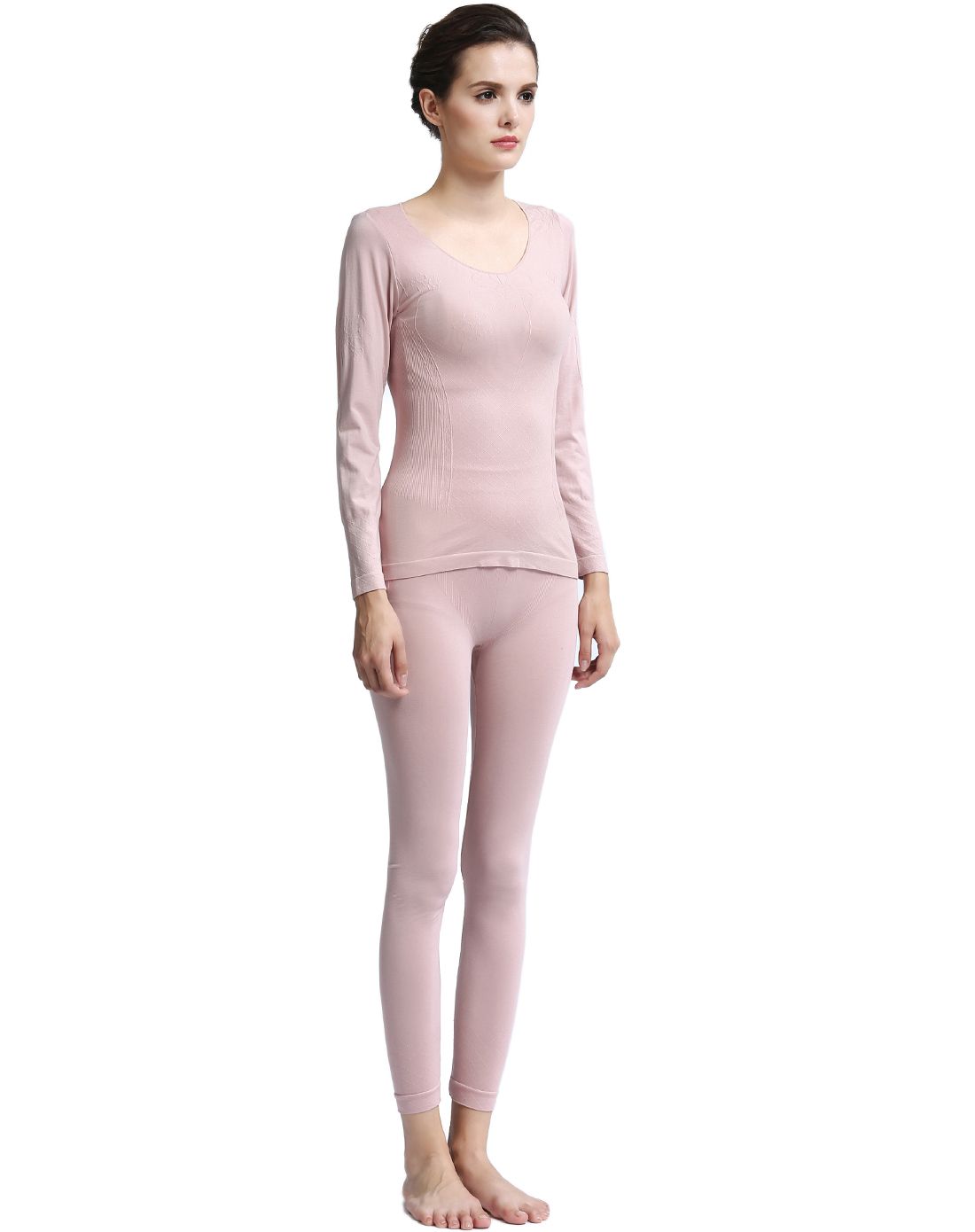 女式裸色木代尔锦纶塑身无痕内衣套装