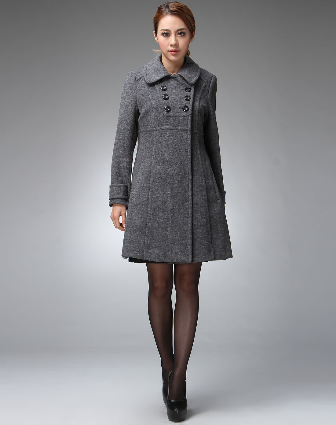 深灰色简约休闲长款长袖大衣