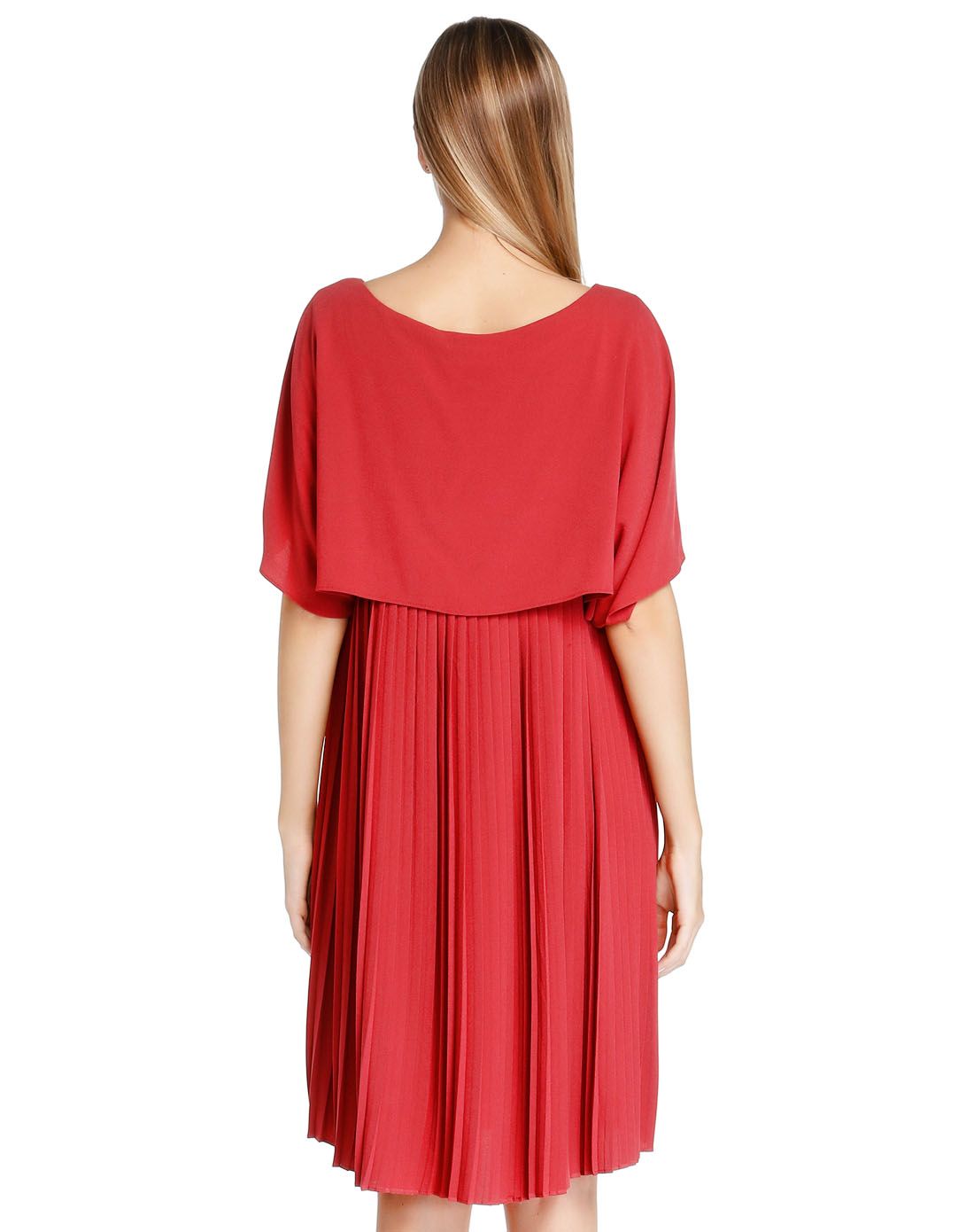 砖红色成熟简约连衣裙