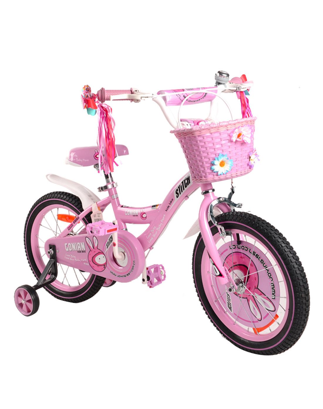 祺娃娃哥雅兔儿童自行车16寸 粉红色中性