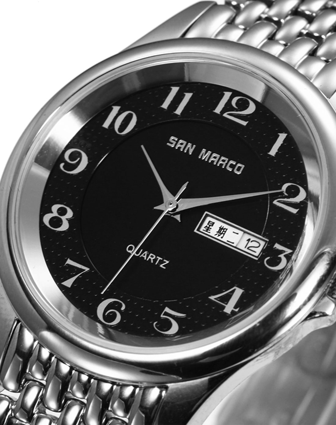 圣马可s.marco手表专场-黑盘全钢阿拉伯数字石英男表