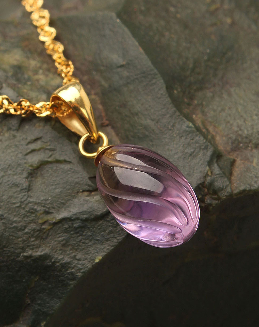 极品天然紫黄晶梦幻旋转吊坠(配14k金链)