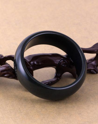 绝黛风情和田玉墨青玉手镯大号60-63mm