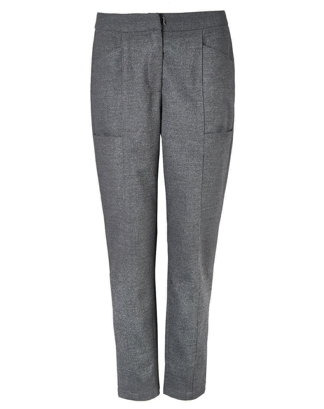 灰色显瘦显高中腰锥形及踝西装长裤