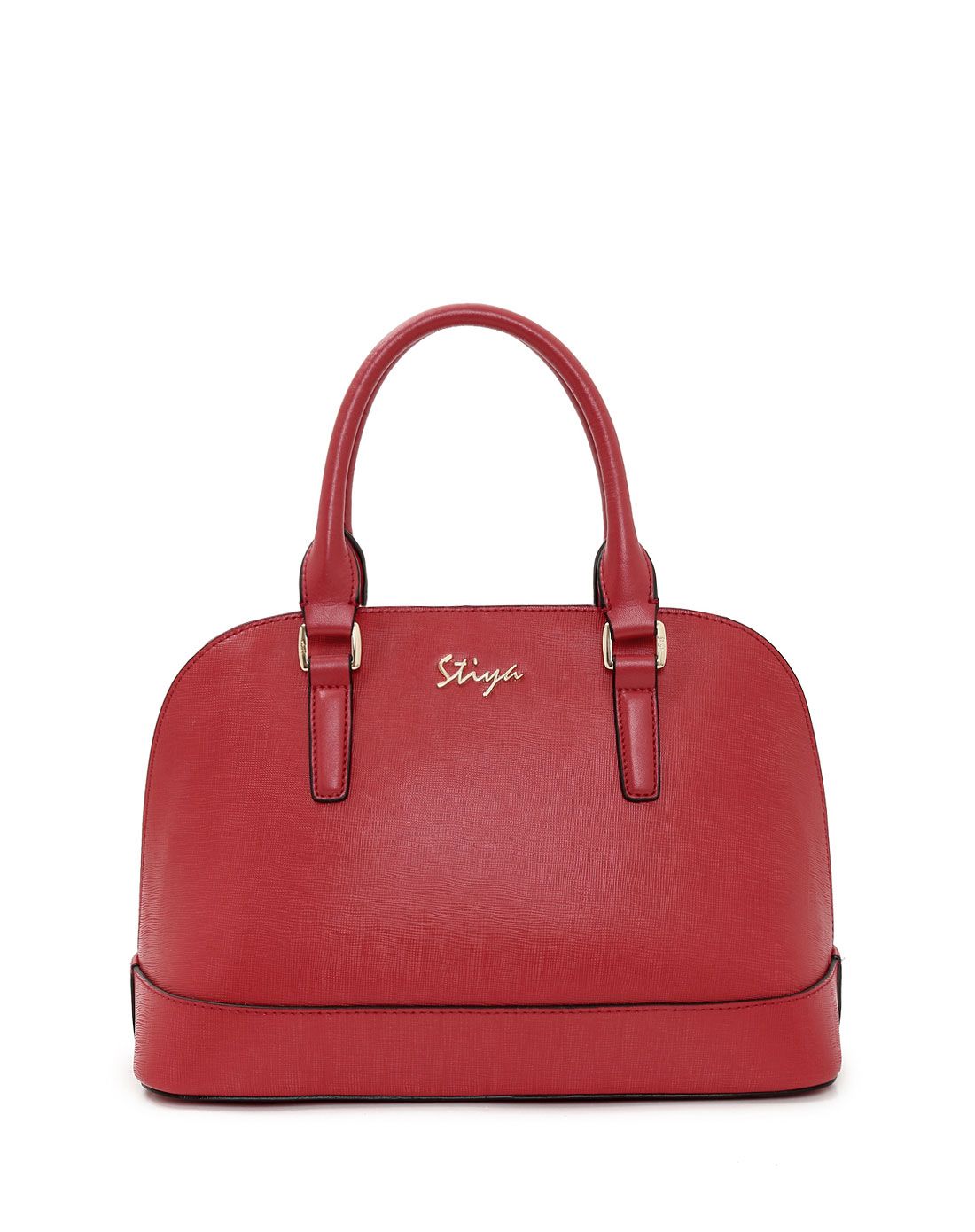 红色维纳斯气质通勤十字纹牛皮贝壳包