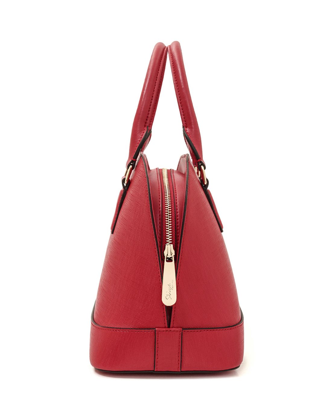 红色维纳斯气质通勤十字纹牛皮贝壳包