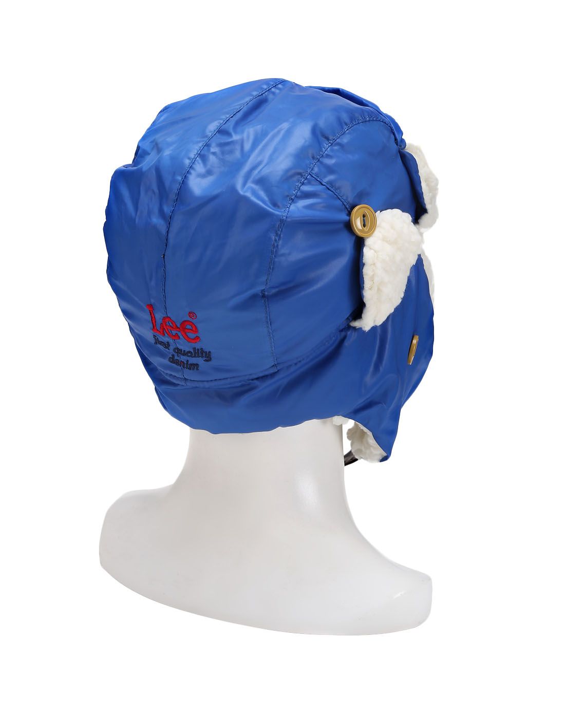 男童蓝色毛绒保暖飞行帽子