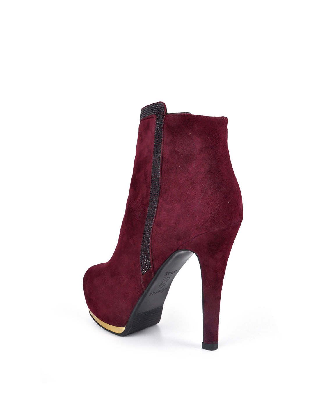 女款酒红色羊绒经典靴子