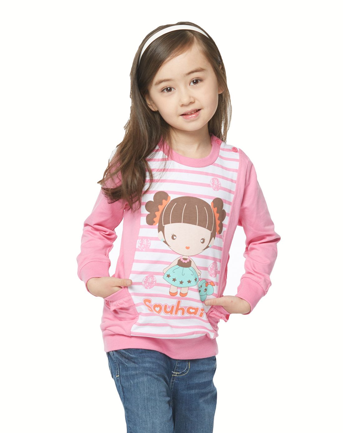 女小童长款圆领衫