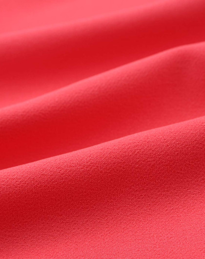 深西瓜红时尚甜美纯色百搭雪纺衬衫