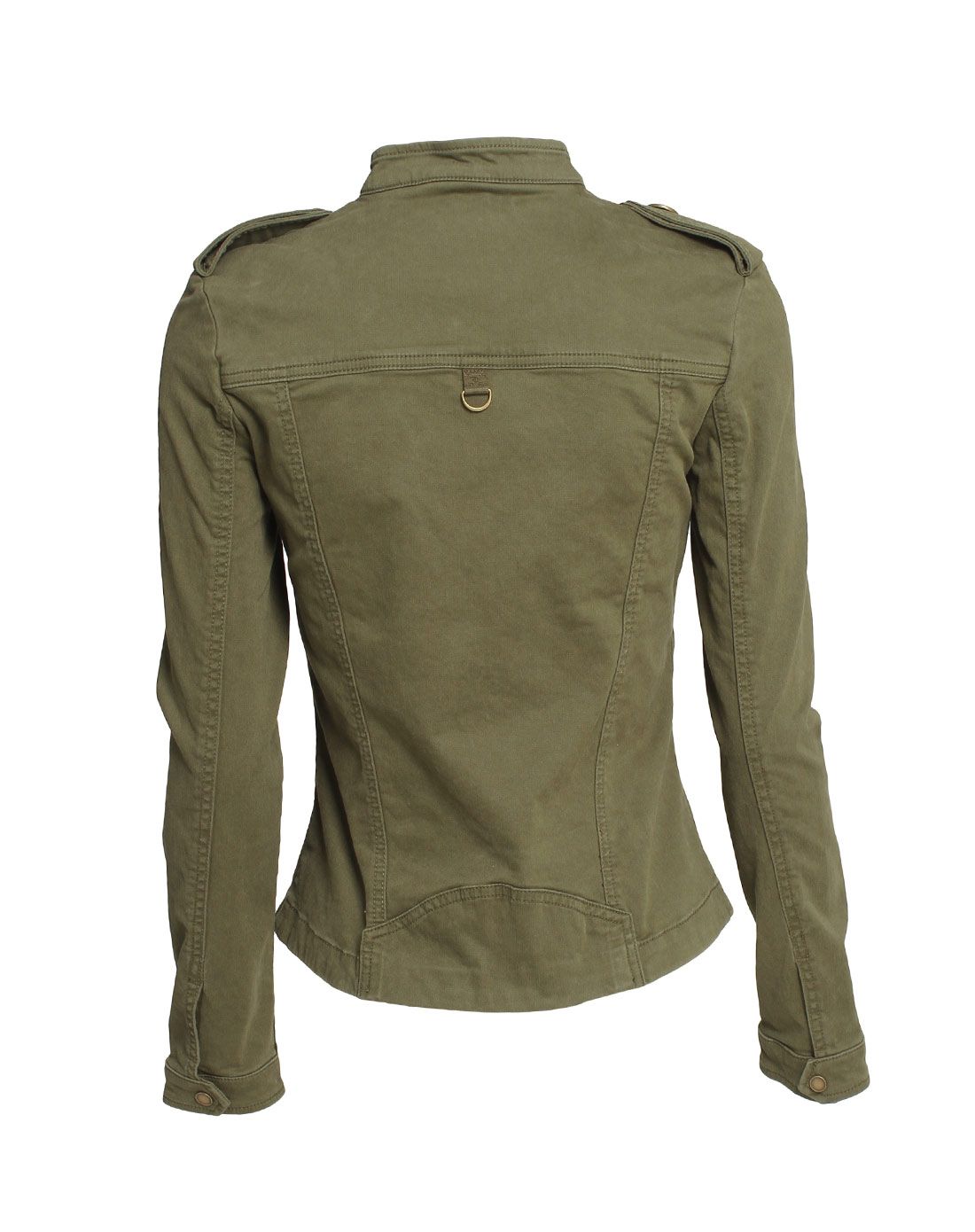 橄榄绿休闲军装风修身女短款外套