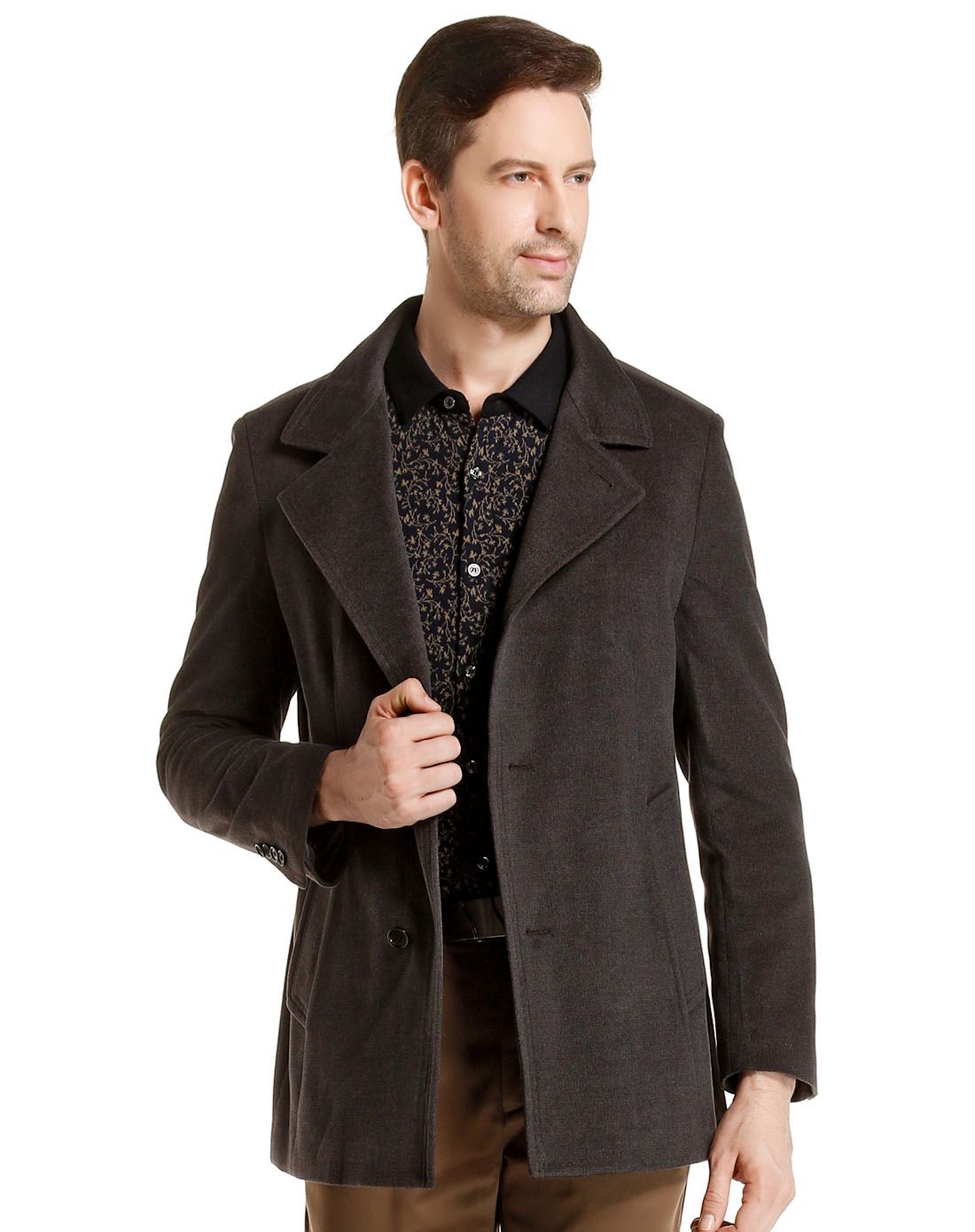 灰棕色时髦百搭长袖大衣