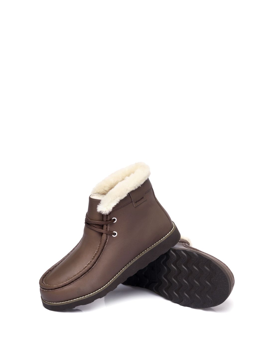 cozy steps棕色光面牛皮羊毛内里男款保暖鞋826234602a01_唯品会