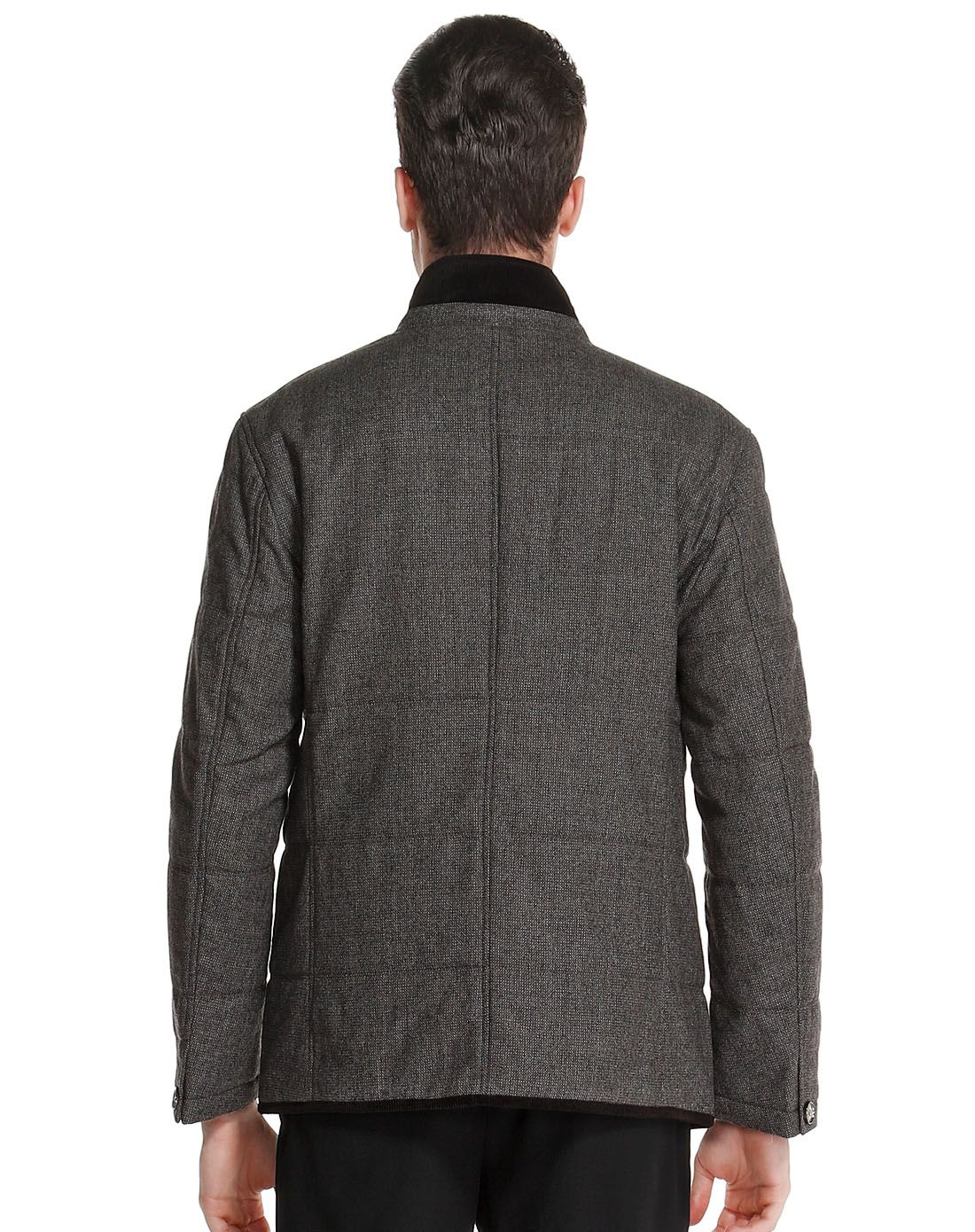 啡/灰色成熟休闲长袖棉服