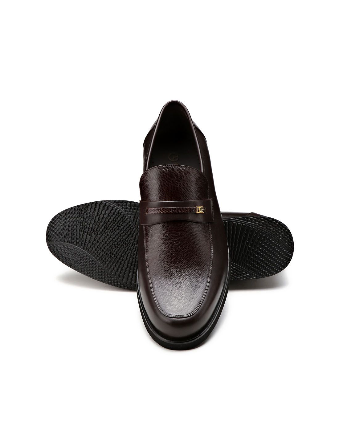 深棕啡色牛皮/蜥蜴皮商务正装皮鞋