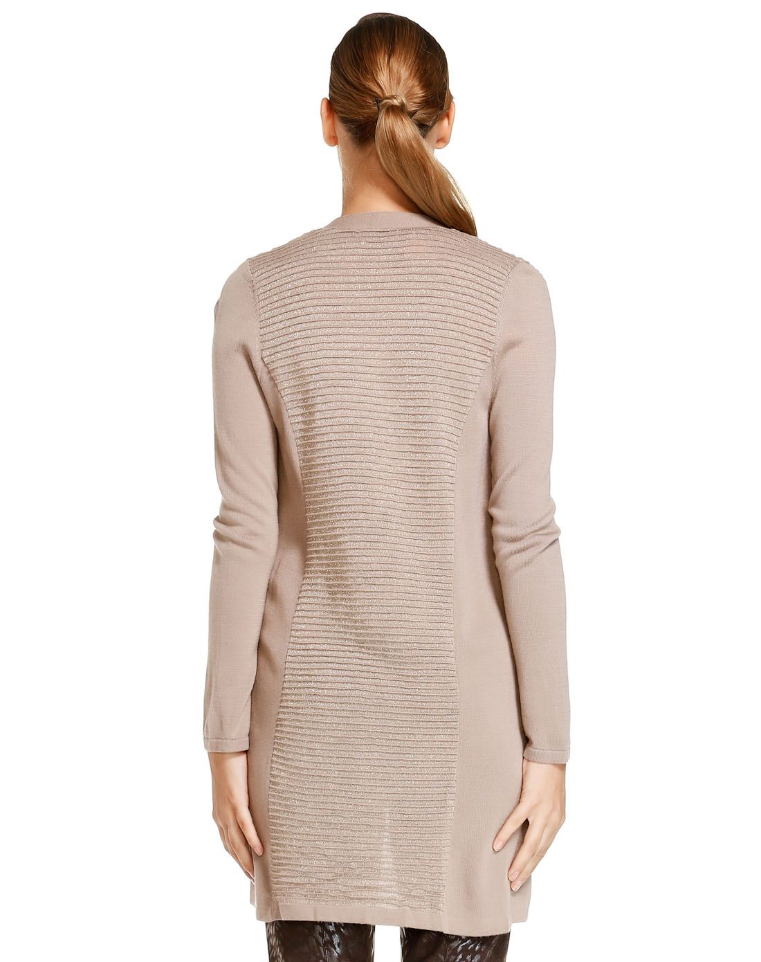 灰驼色复古个性长袖针织外套