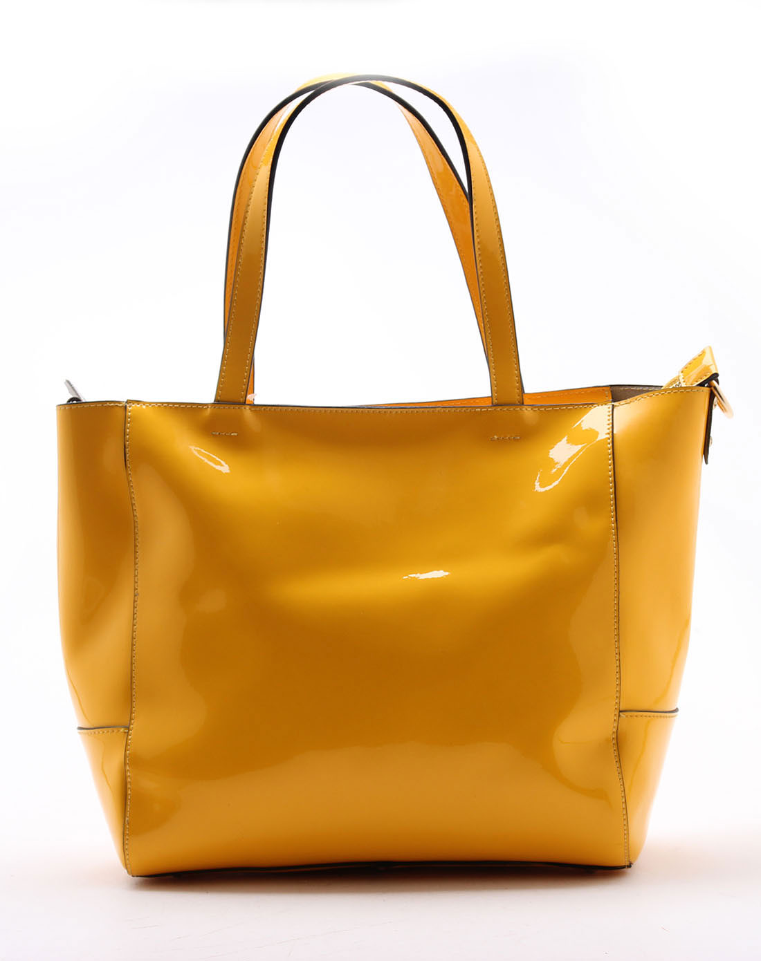 时尚糖果色亮皮黄色单肩包