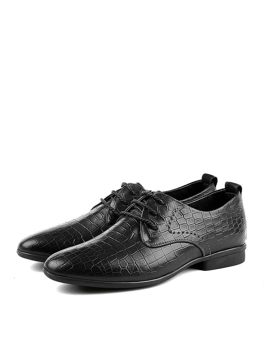 黑色头层马田牛皮时尚商务真皮男鞋