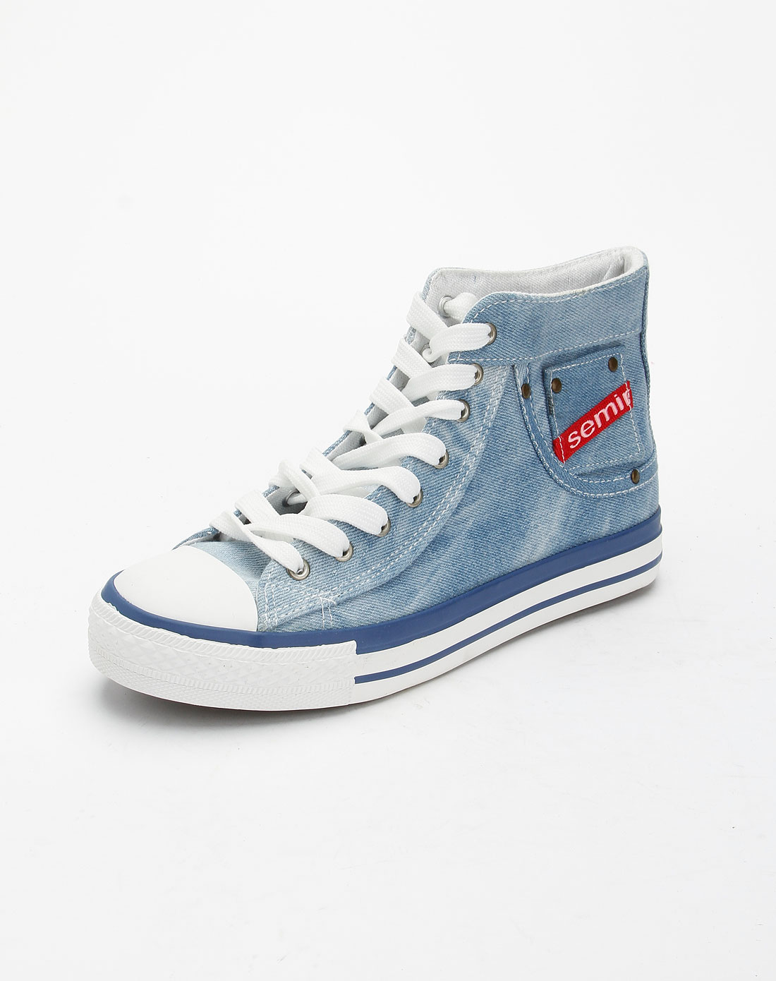 浅蓝色高帮布鞋