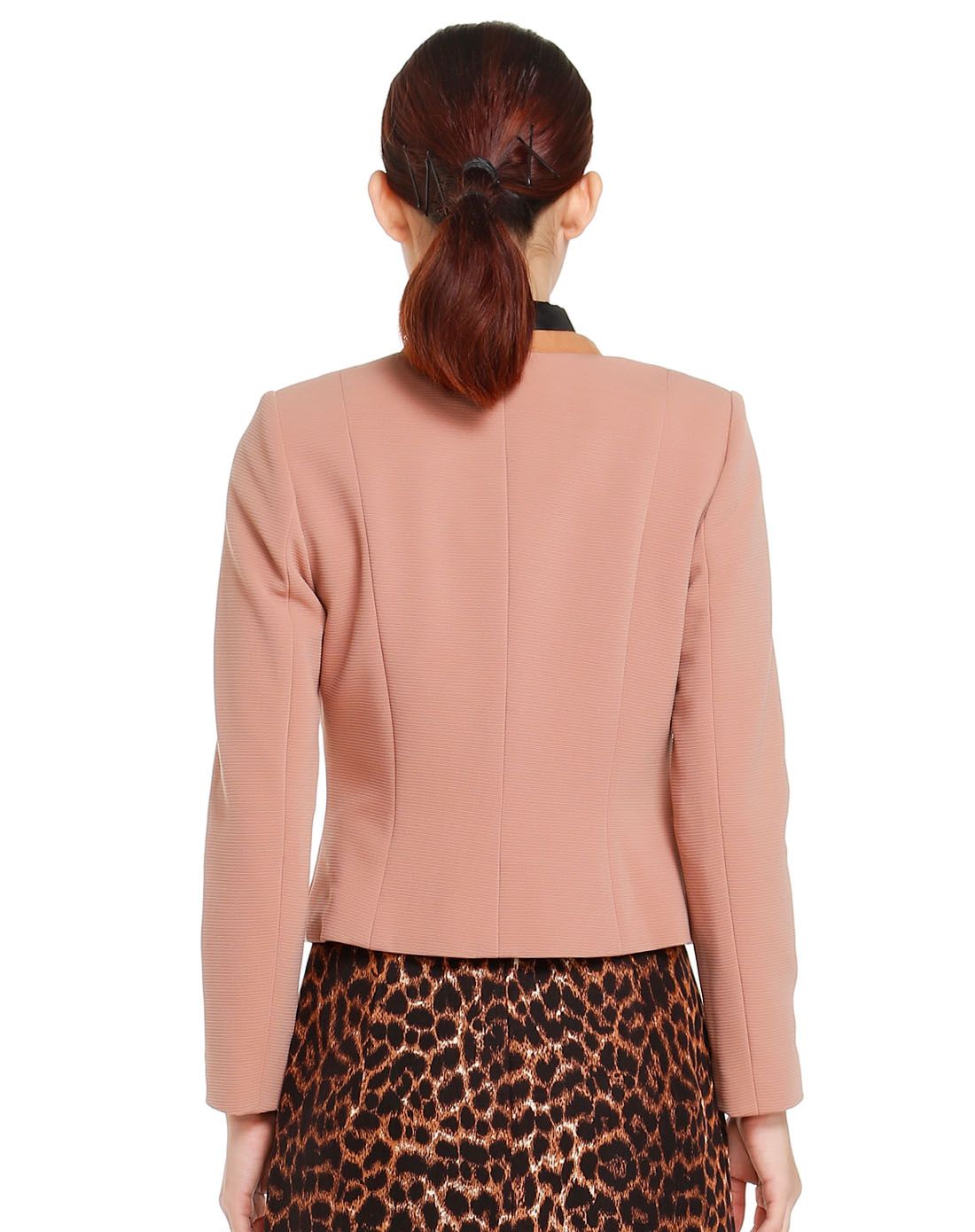 浅粉咖色时尚简约长袖外套