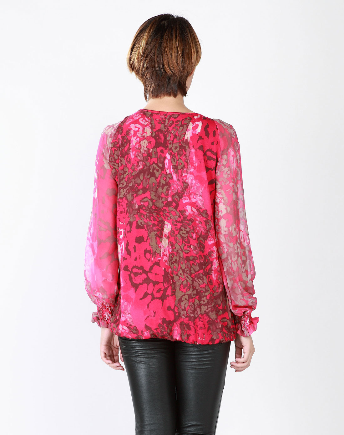 ungaro fuchsia 品红色时尚女士长袖上衣