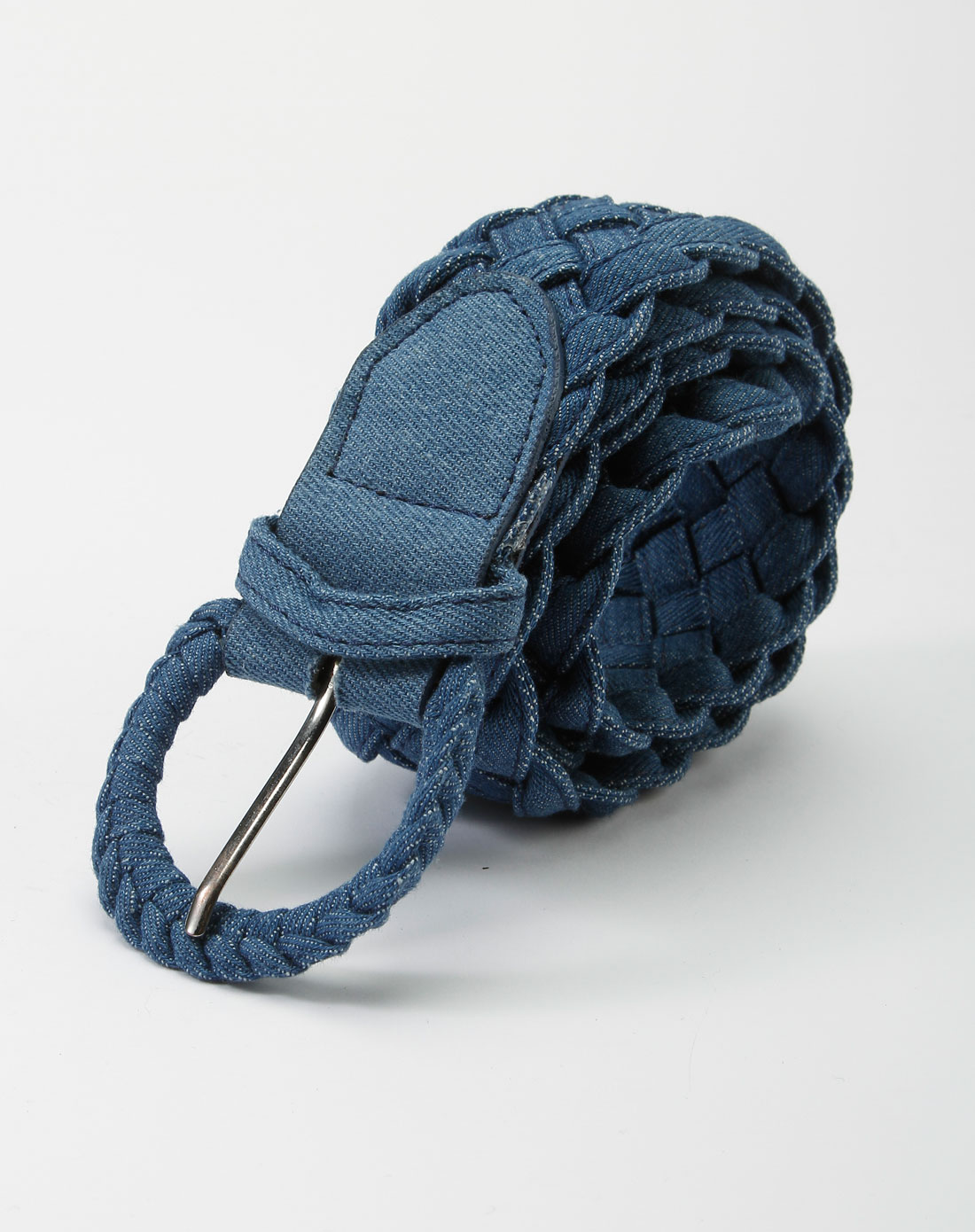 蓝色牛仔布编织腰带