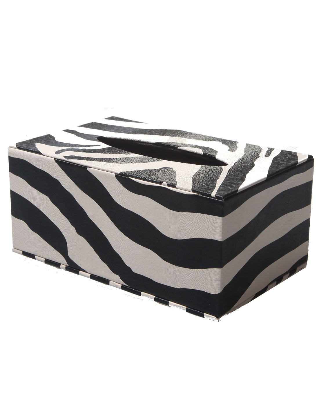 黑白色斑马纹仿皮纸巾盒