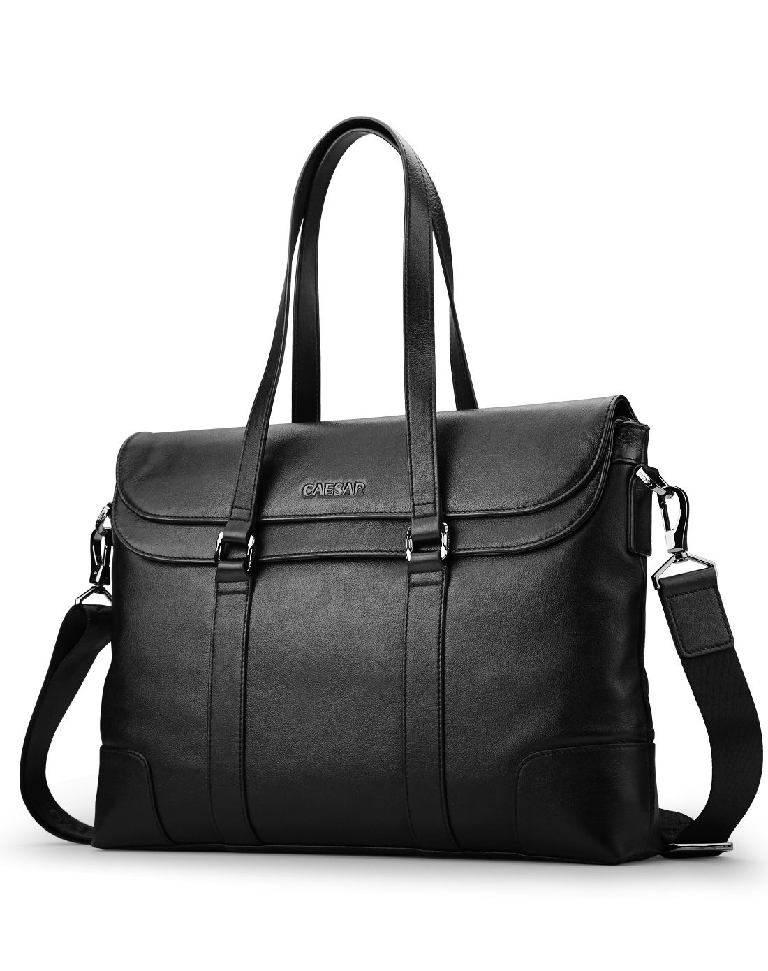 男款黑色牛皮手提包