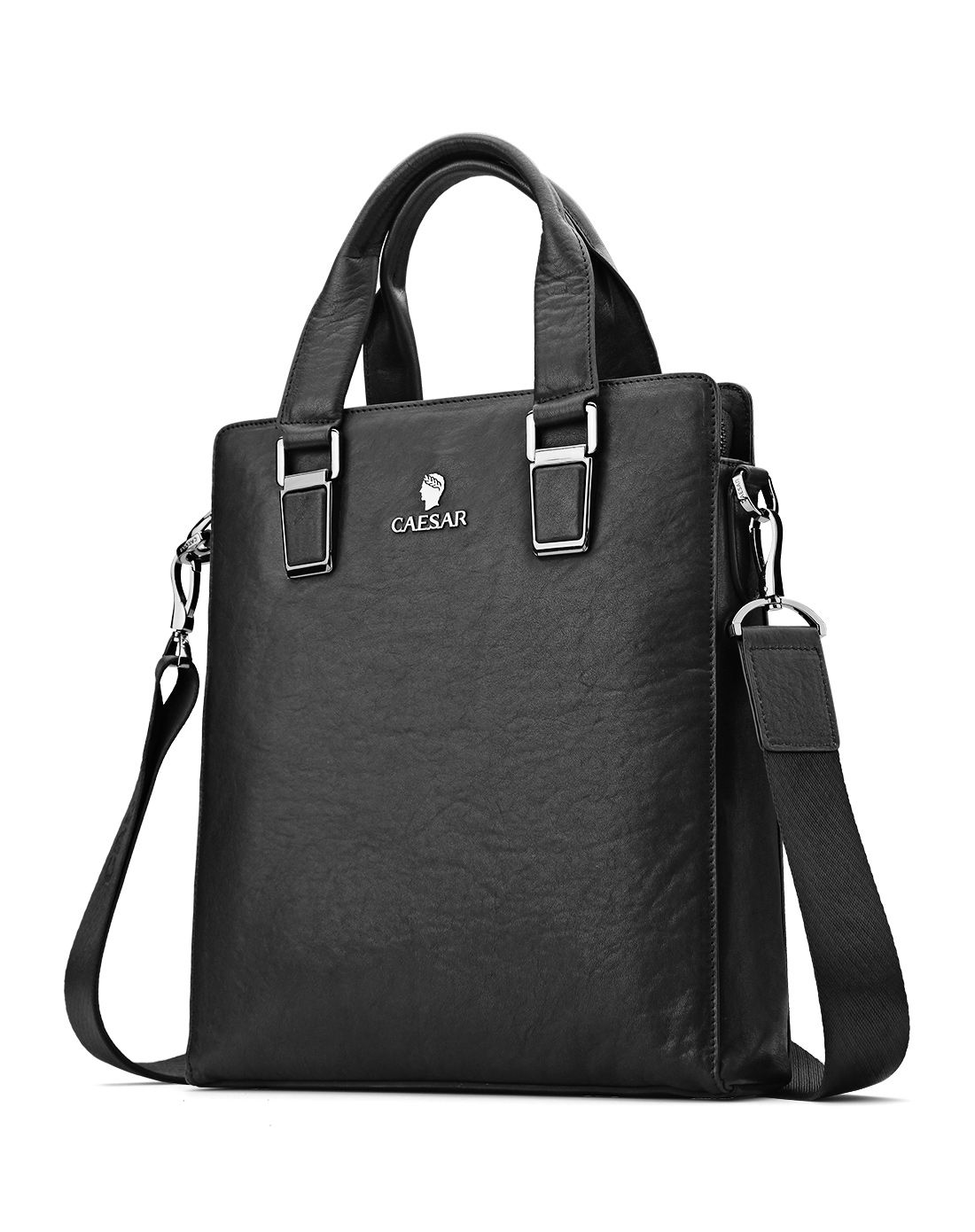 男款黑色头层牛皮手提包