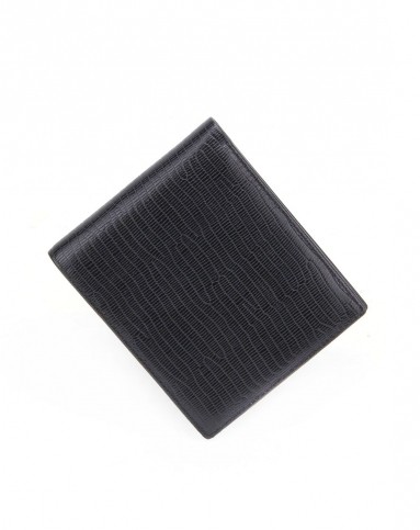 黑色横条粗纹牛皮短款钱包