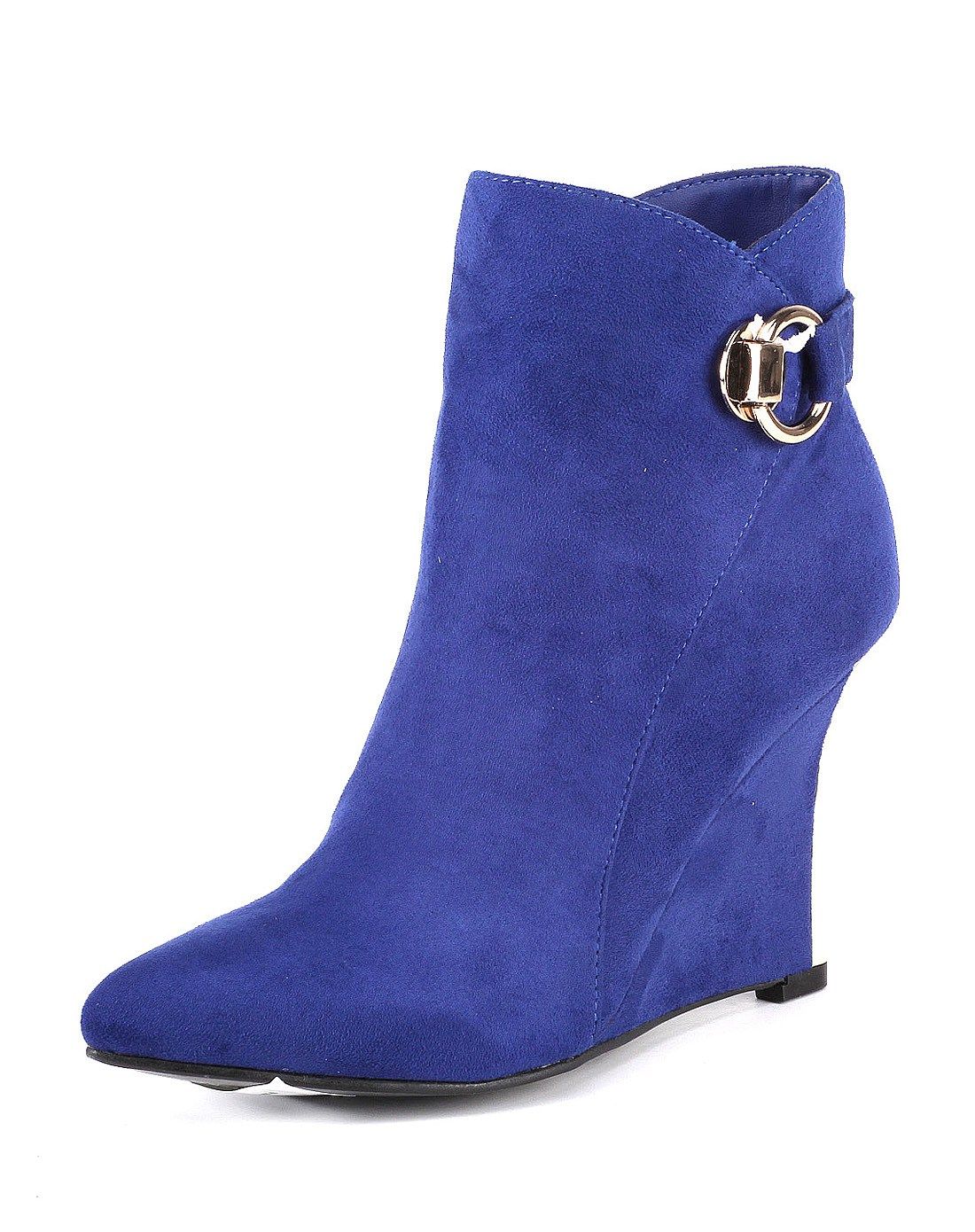 69sixtynine 蓝色绒布时尚短靴