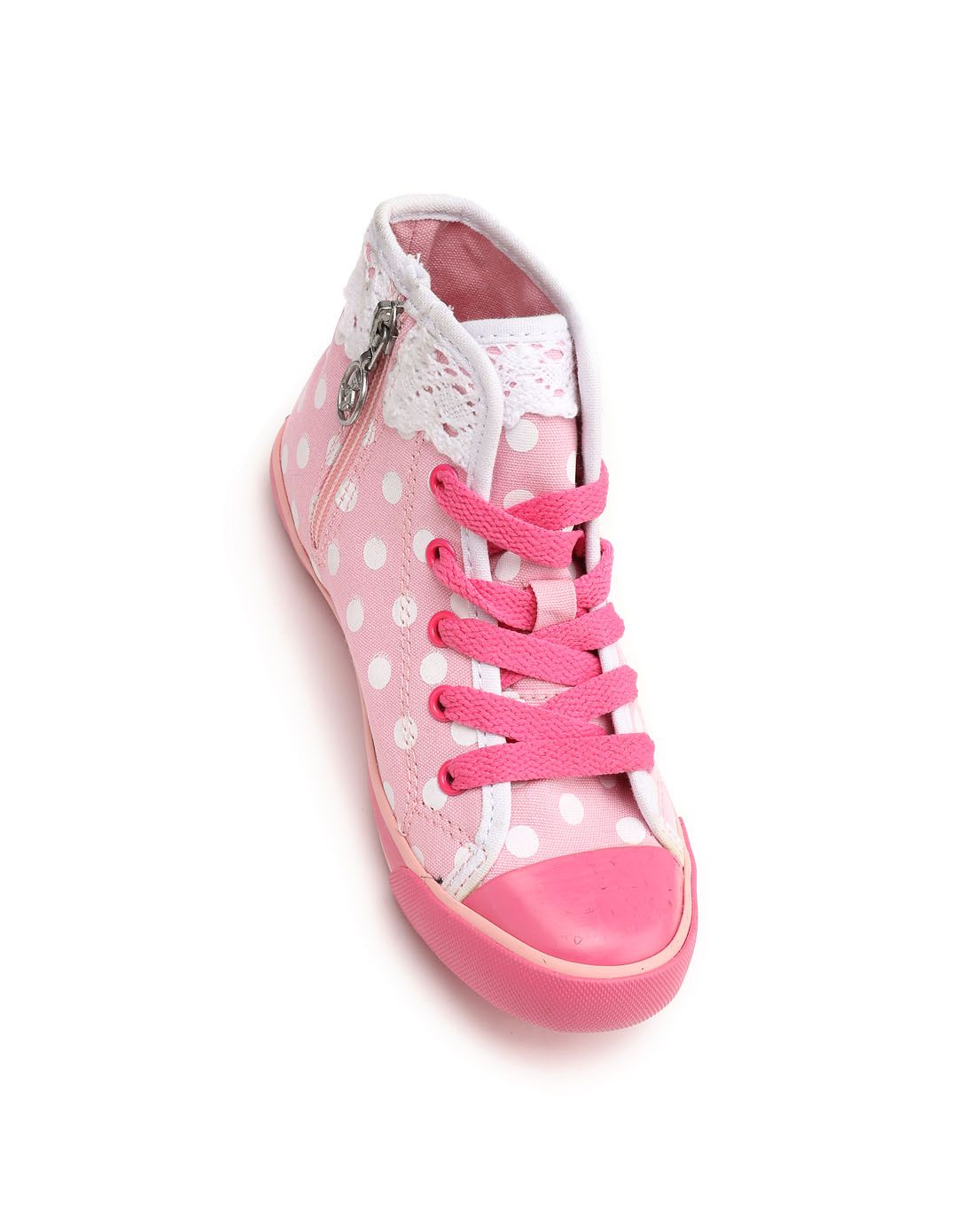 女童粉红色波点休闲帆布鞋