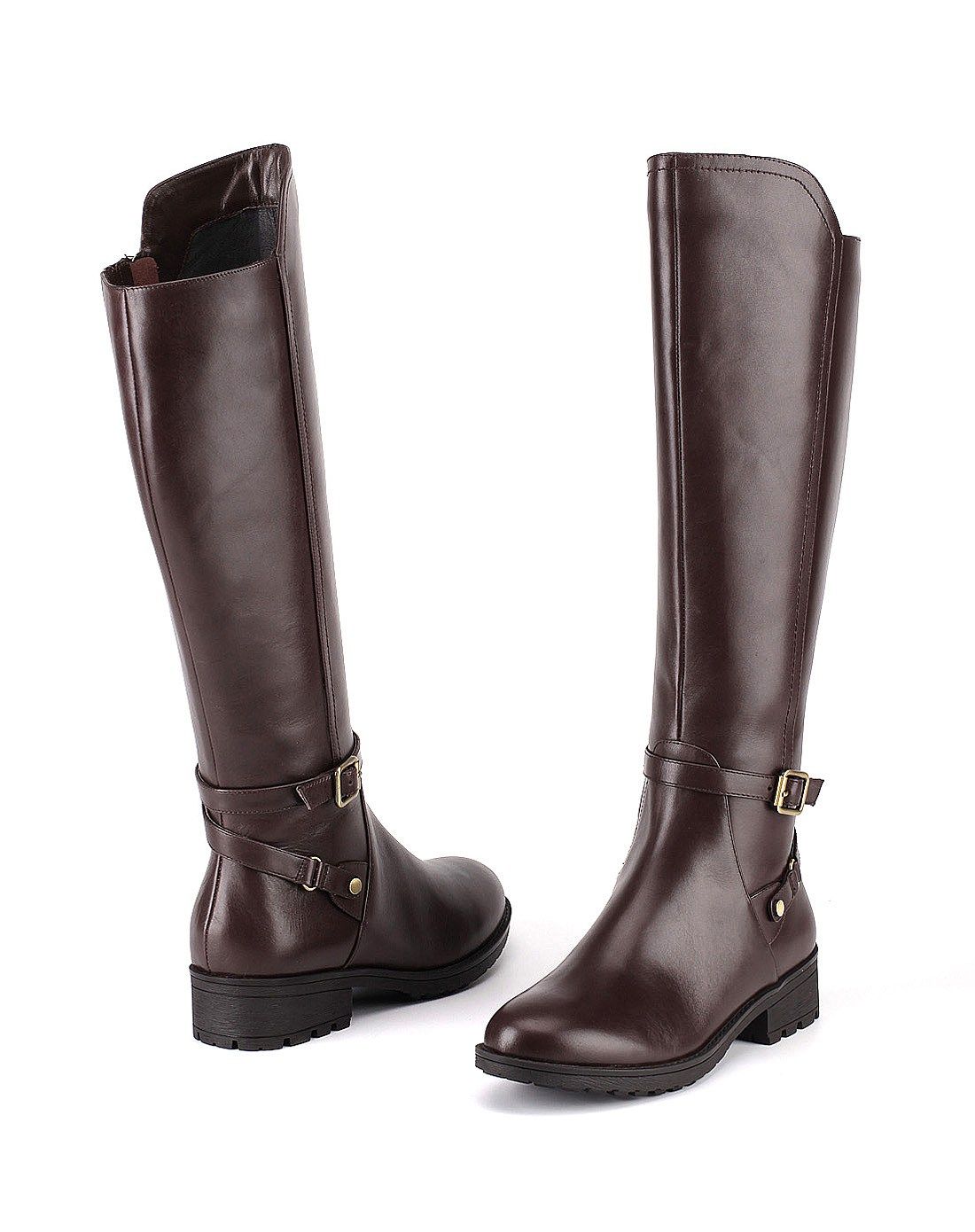 2015年新款深咖色小牛皮长靴