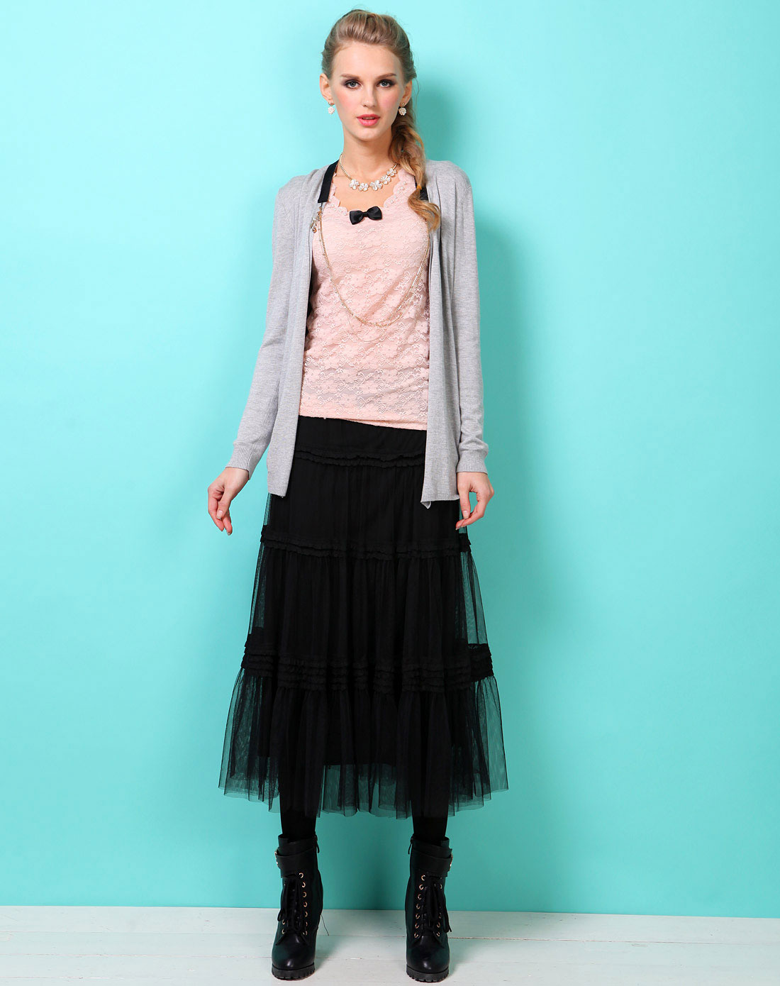 艾米拉aimila女装专场 花灰时尚百搭款棒针毛衫