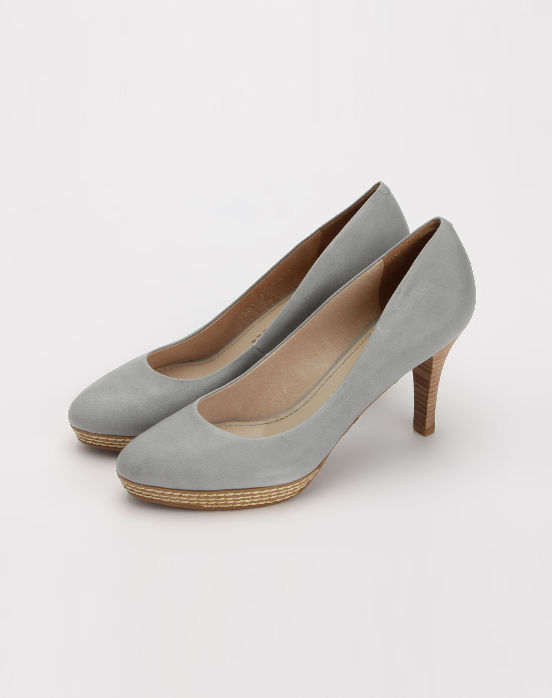 女鞋库存专场莱尔斯丹le saunda 灰蓝色印纹休闲高跟鞋saunda1m77901