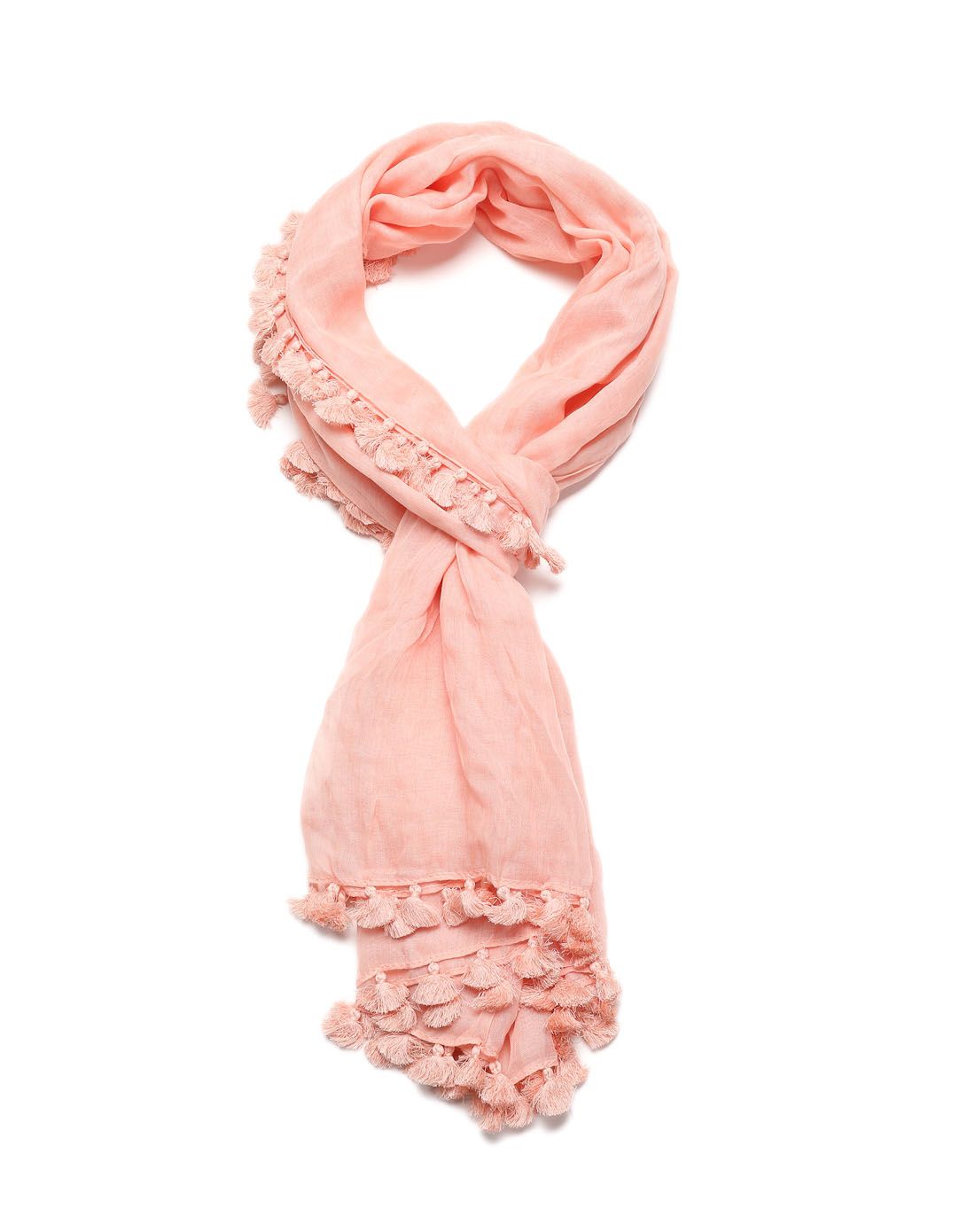 女款浅粉色气质简约围巾