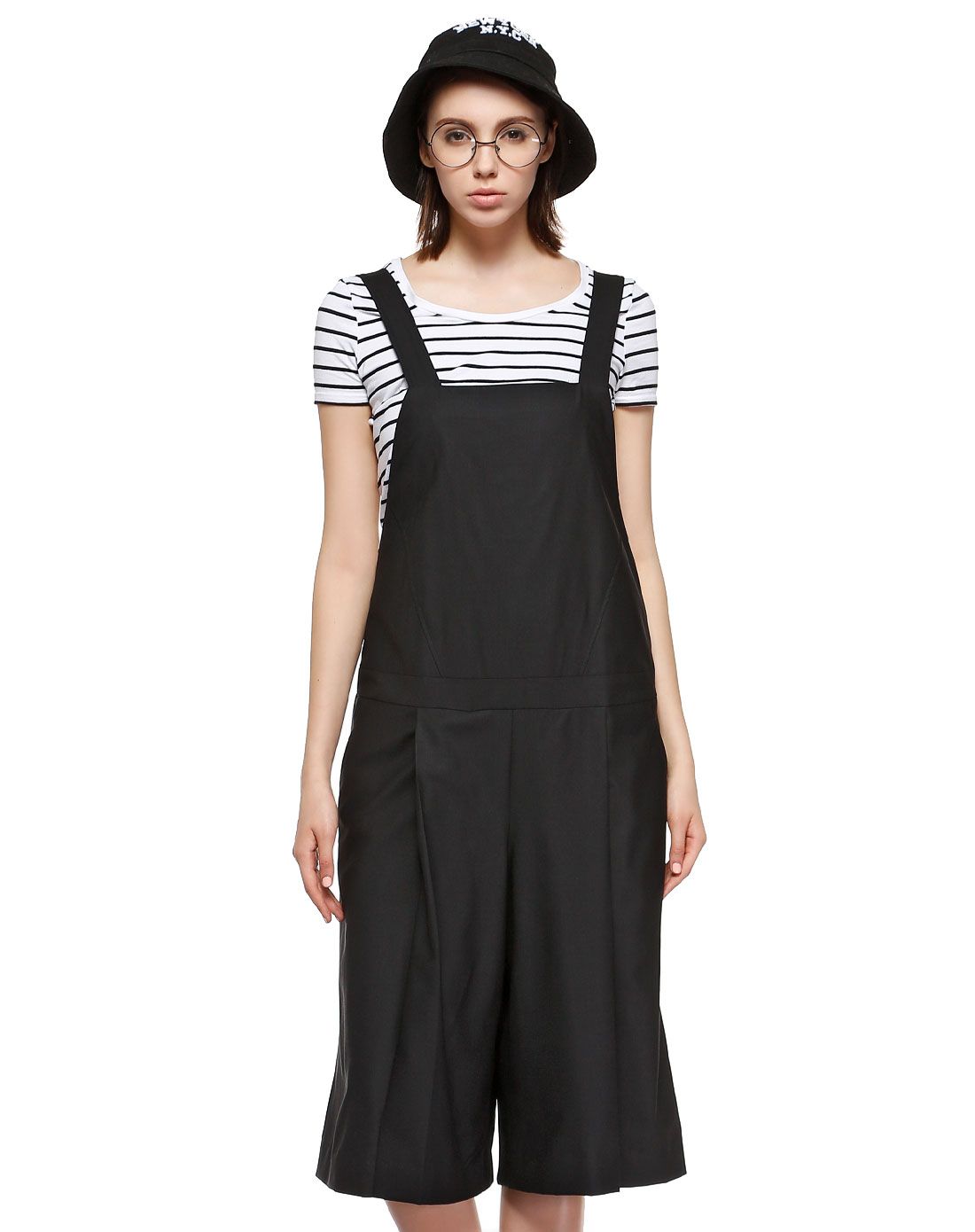 女款黑色潮流个性吊带连体裤