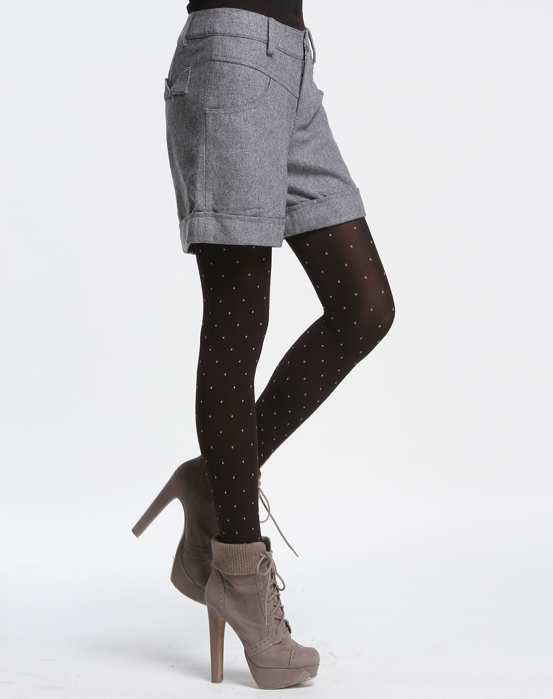 中中j-jong女装专场-深花灰色时尚短裤