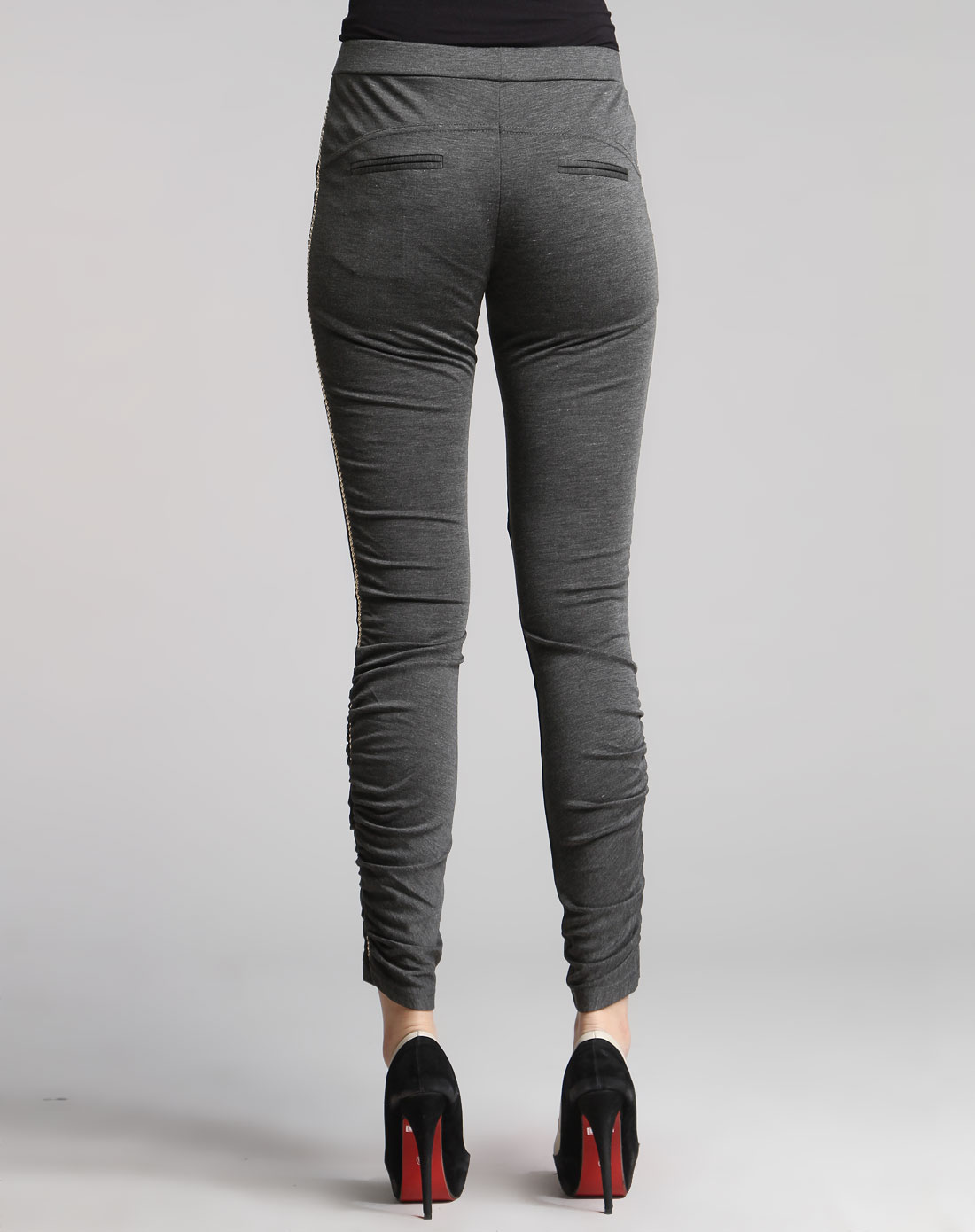 麻灰色个性休闲长裤