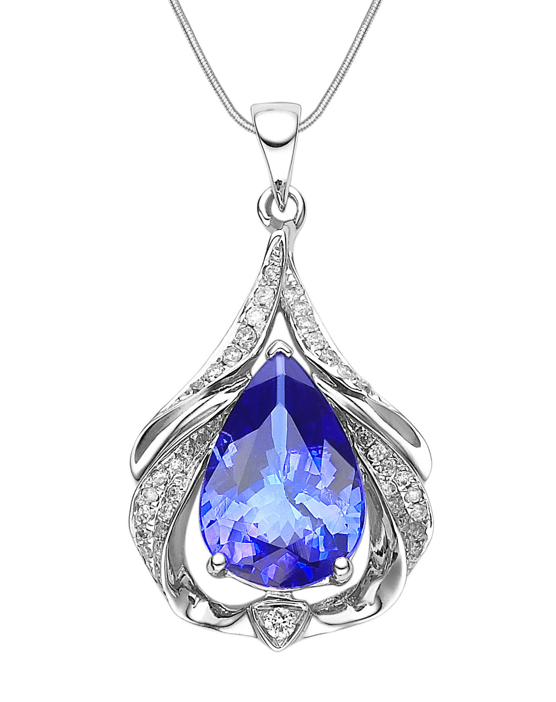 卓思华dreamswan珠宝专场-18k金镶坦桑钻石吊坠