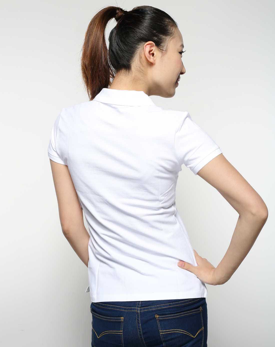 运动休闲系列女子白色短袖polo衫