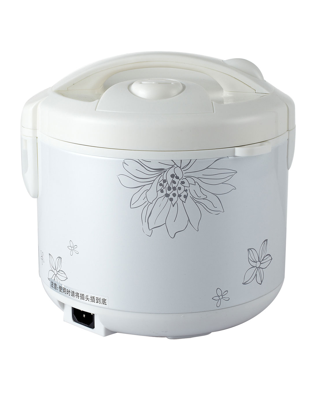 白色优雅印花电饭锅3l