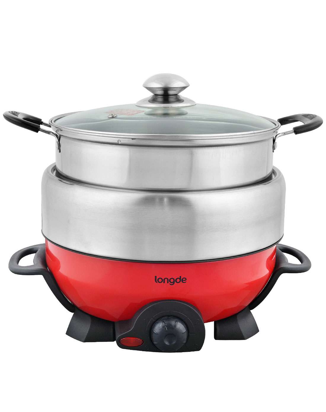 龙的3l红/银双层时尚多功能电火锅
