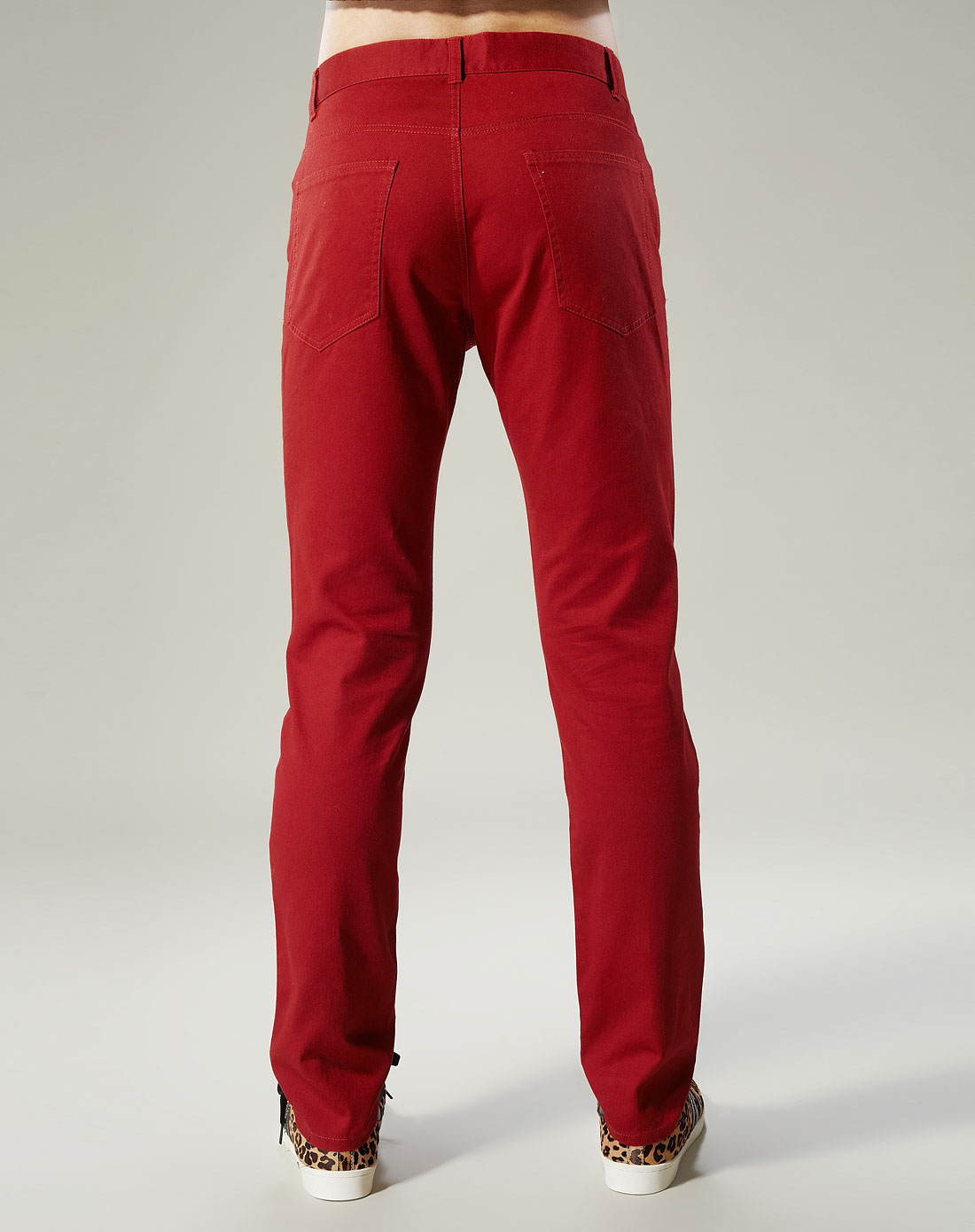 男装枣红色休闲长裤