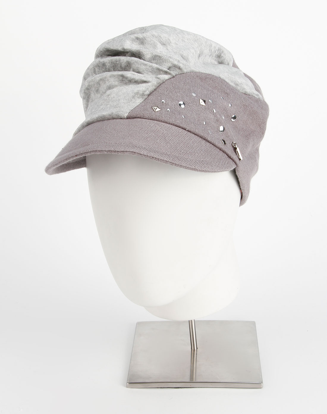 elle 浅紫/灰色镶钉珠时尚帽子