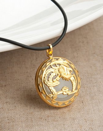 博金珠宝bojin首饰专场-玉凤呈祥金镶玉挂件